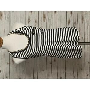Vintage Cache black/white striped w/ gold chain detail racerback tank top Size M